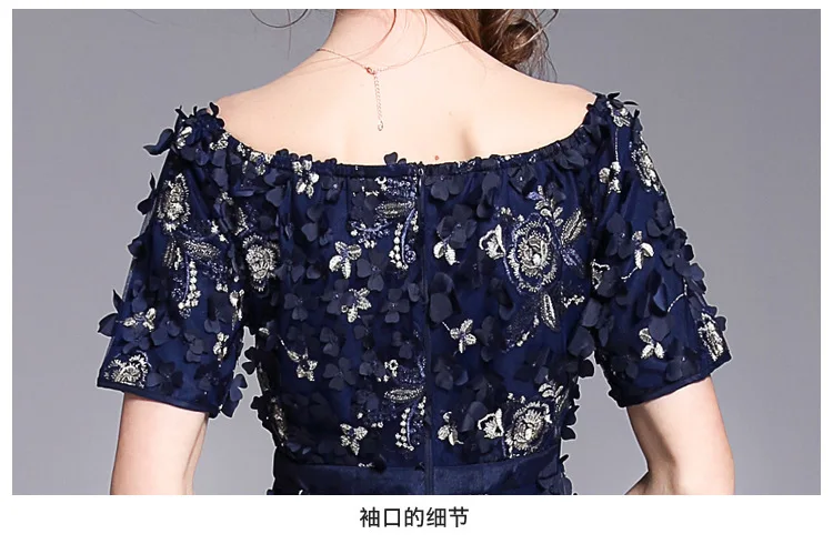 S-xxl весенне-летнее женское платье с 3d цветочной аппликацией темно-голубое платье бальное платье с воланами и бантом модное милое Милое Платье До Колена