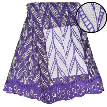 

Hot sale lace fabrics with stones for women wedding dress high quality french net lace with beads