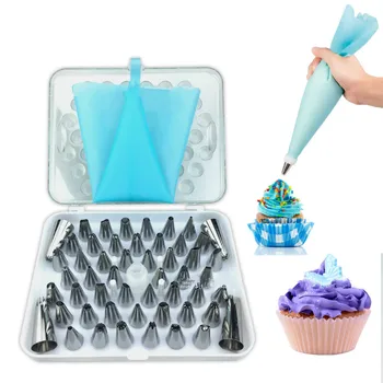

53pc/set 52 Stainless Steel Nozzles + 1 piece silicone bag Baking Tool Cake Decorating Sugar Craft Icing Piping Nozzles