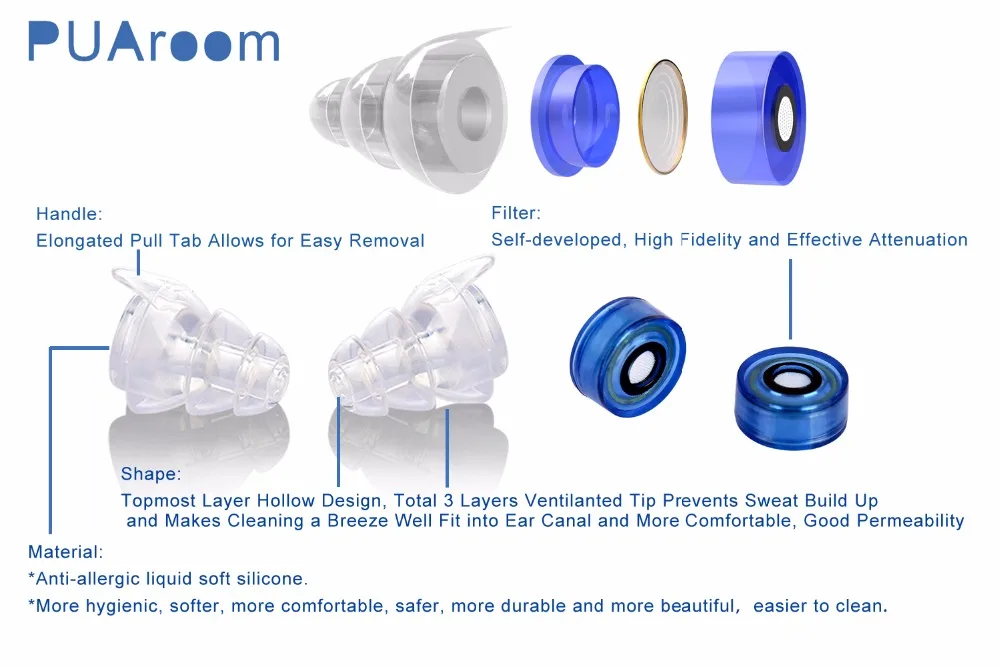 PUAroom high fidelity earplugs hearing protection