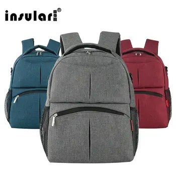 

INSULAR Waterproof Diaper Bag Backpack Baby Care Nappy Bag Large Capacity Maternity Bag Jacquard Nylon Women Travel Backpack