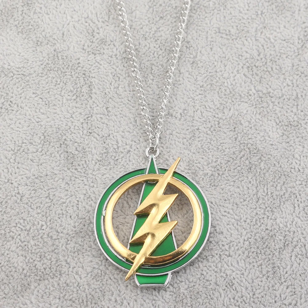 Америка DC Comics Зеленый Желтый молния логотип ожерелье флэш и стрелы ожерелья, подвески женские мужские сувениры Ювелирные изделия