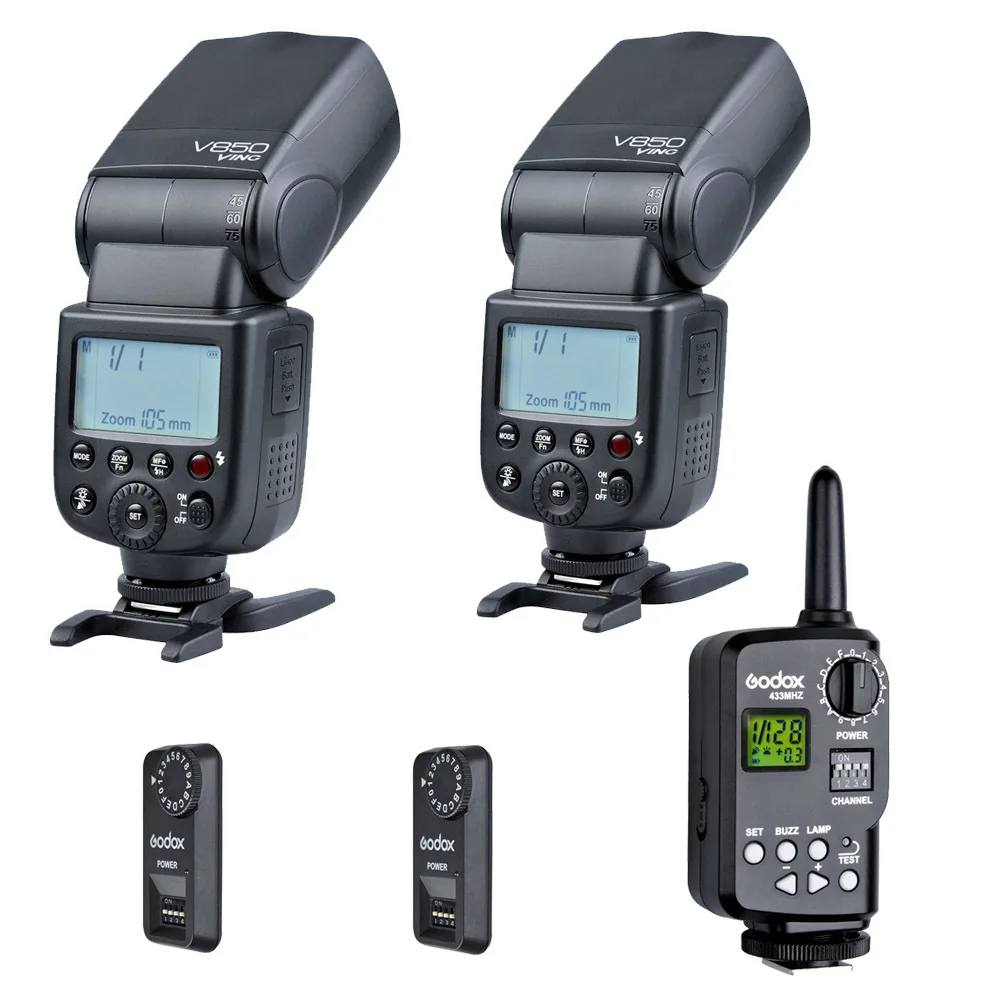 

Hot Match 2pcs Godox V850 Li-ion Speedlite Flash With FT-16S Remote Wireless Trigger Kit Fast Shipping