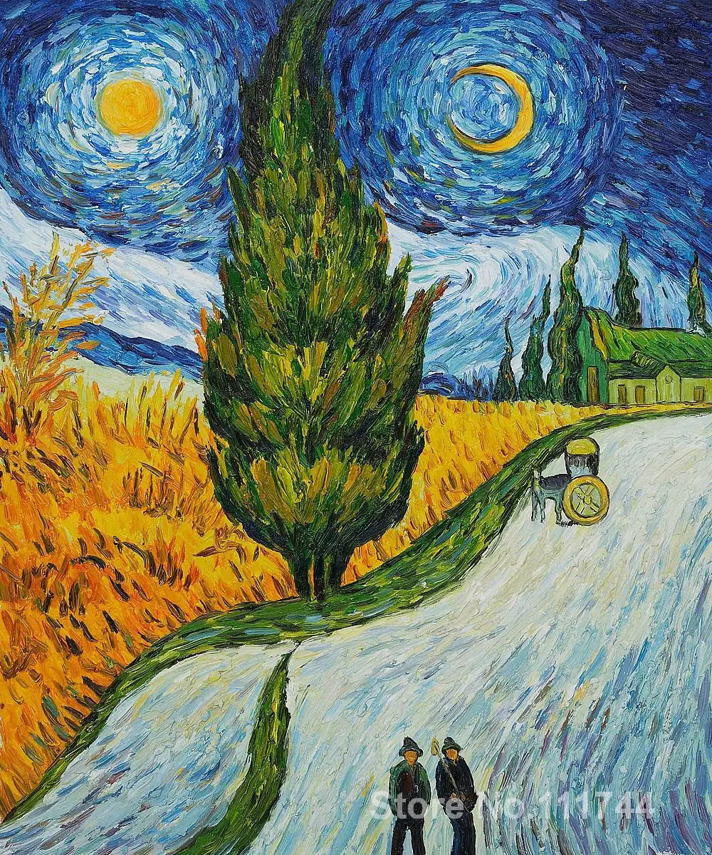 Route Avec Un Cyprès Et Une étoile