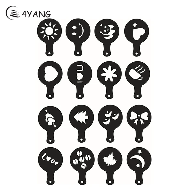 Best Offers 4YANG HOT 16pcs/Set Fashion 8 Patterns Print Shape Coffee Mold Cappuccino Latte Essential CN Best Offers 4YANG HOT 16pcs/Set Fashion 8 Patterns Print Shape Coffee Mold Cappuccino Latte Essential CN