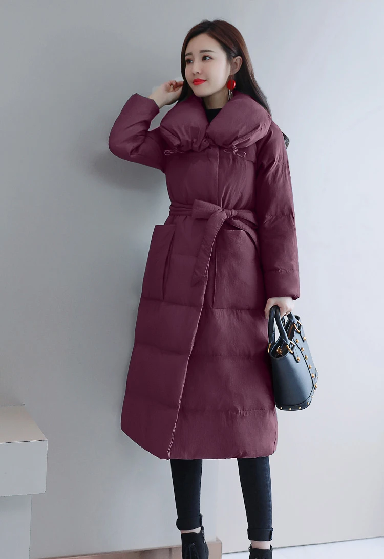 Стиль, модные элегантные длинные парки, зимнее женское пальто, темперамент, простое приталенное теплое хлопковое пальто, женская верхняя одежда HP246