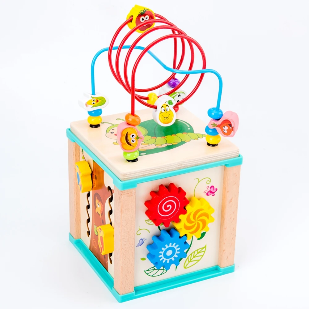 Детские деревянные игрушки Монтессори вокруг бисера лабиринт распознавание формы мультфильм часы Обучающие Развивающие игрушки для детей Математические Игрушки