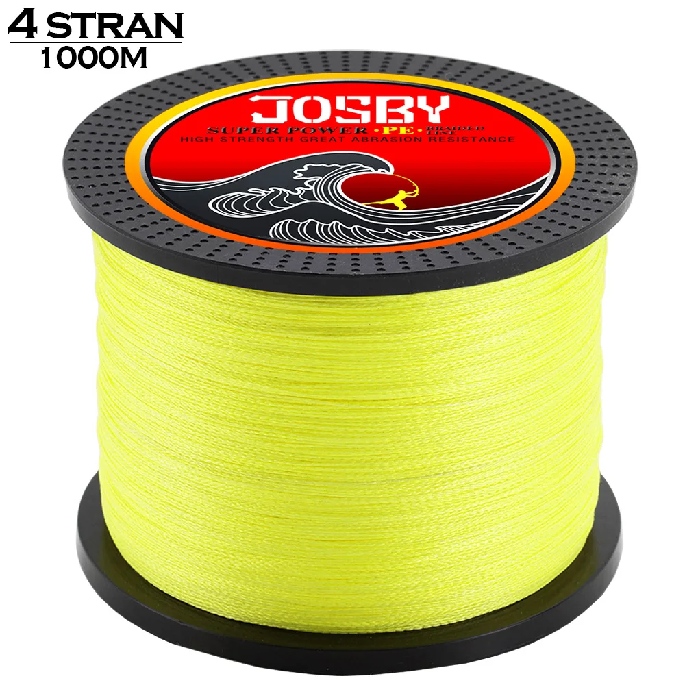 

JOSBY 1000M 4 Strand Braided Fishing Line Multicolor Super Strong 4 Wire Multifilament Fishing Line Saltwater Thread 10 80LB