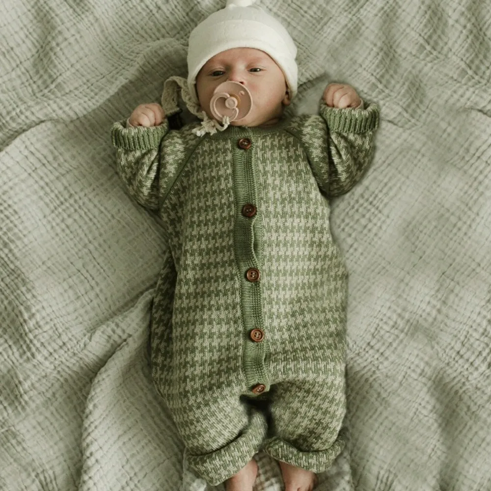 Осенне-зимняя одежда для малышей однотонные вязаные комбинезоны с длинными рукавами для новорожденных мальчиков и девочек детский комбинезон детские комбинезоны