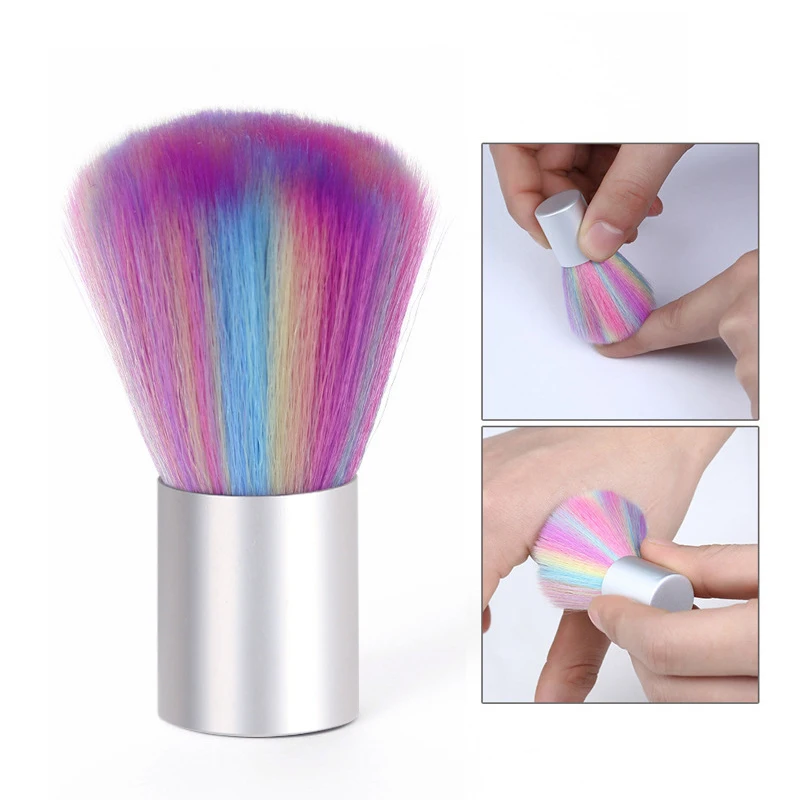 

1PC Fashion Dust Clean Nails Brush Rainbow Pink Soft Brush Suit For Makeup Nail Care Tool Accessories