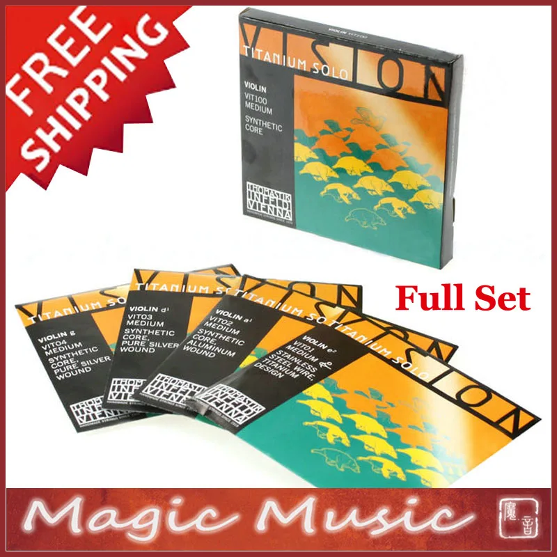 

Free shipping! Thomastik Vision Titanium SOLO VIT100 Violin Strings 4/4, Made in Austria, Full Set Including G D A E Strings