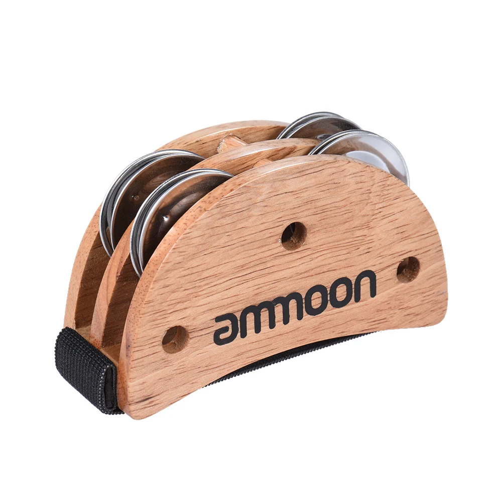 

Elliptical Cajon Box Drum Companion Accessory Foot Jingle Tambourine for Hand Percussion Instruments Black