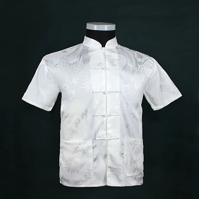 Fashionable Chinese Tradition Men's Dragon Pattern Kung Fu Short Sleeve ...