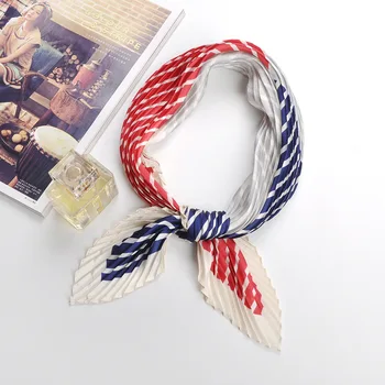 55*55cm Pleated small square scarf Wrinkled silk headscarf print Foulard female square wrinkle scarf small wrinkled decorative h свитшот print bar square