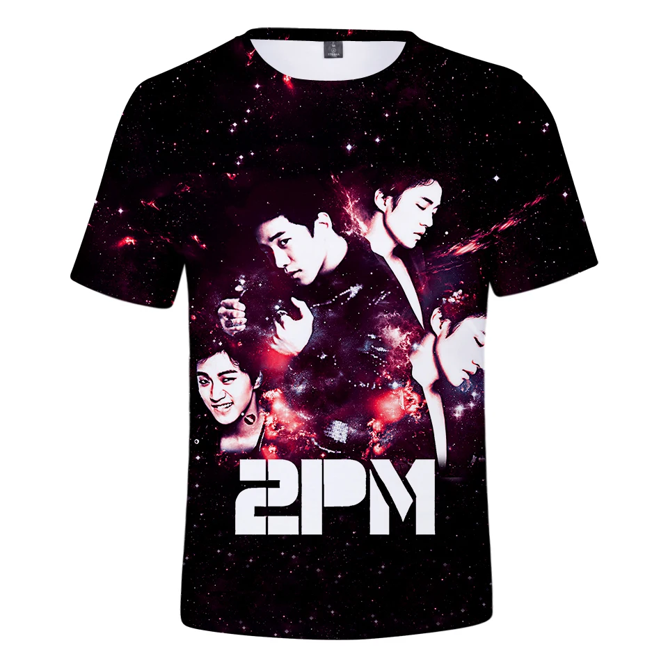 Kpop 2PM3D принтом летняя футболка с короткими рукавами в Корейском стиле крутые