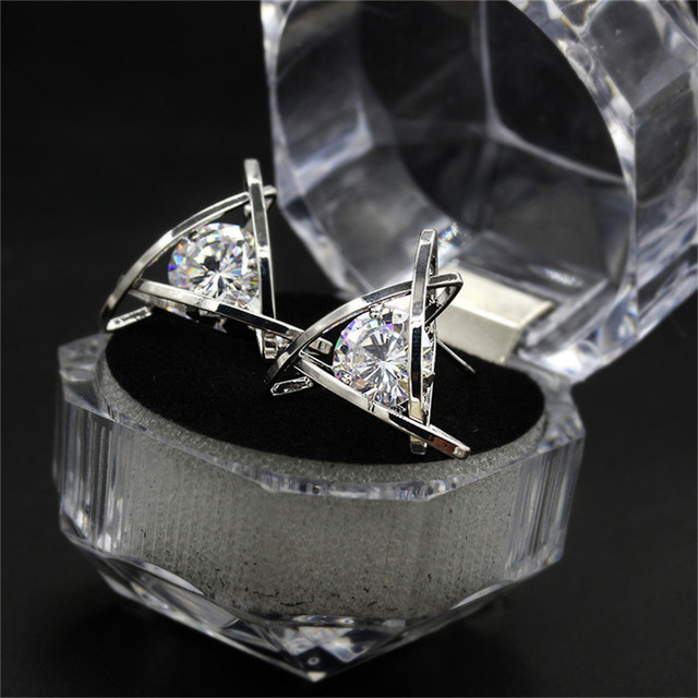 European and American Trinkets Triangle Zircon Earrings Toe Square Zircon Stud Earrings Women Earrings Wholesale