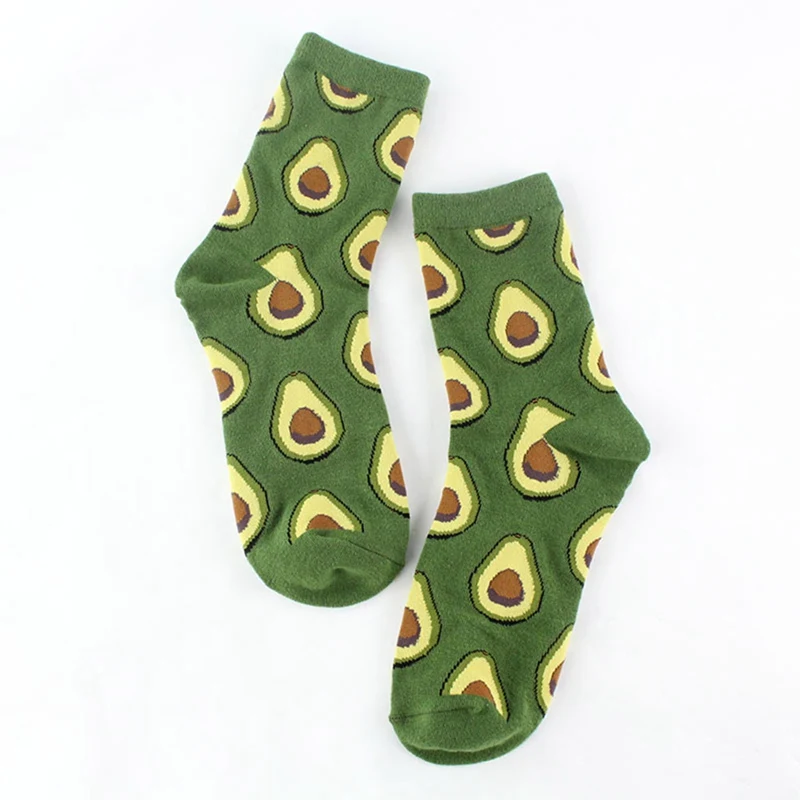 

Spring Summer Women Cartoon Tropical Fruit Pattern Socks Unisex Happy Socks Japanese Tube Socks Avocado Banana Illustration Sox