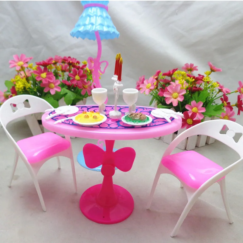 10Set/Lot Wholesale Accessories Doll Dining Set Plastic Mini 1/6 Doll