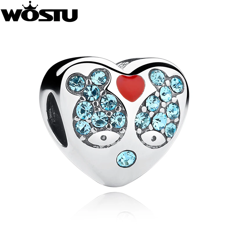 

Real 925 Sterling Silver I Love You Double Fish Beads Fit Original WOST Charm Bracelet Bangle Authentic DIY Jewelry BKC020