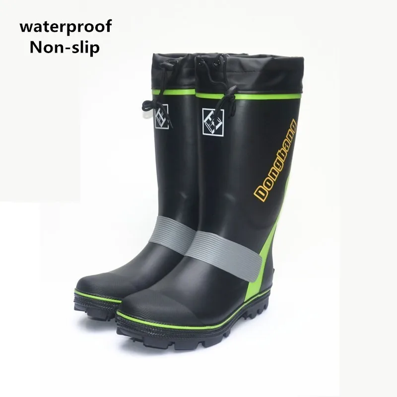 

Wellies Waterproof Non-slip Rubber Boots Tendon Soles Fishing Garden Mud Oilfield Aqua Rain Snow Winter Warm High Tube reef Shoe