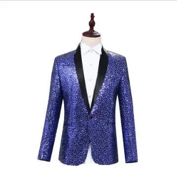 Ночной клуб бар новые мужские модные тонкие BIGBANG диджей стилист Pinch костюм с пайетками певиц - Цвет: Синий