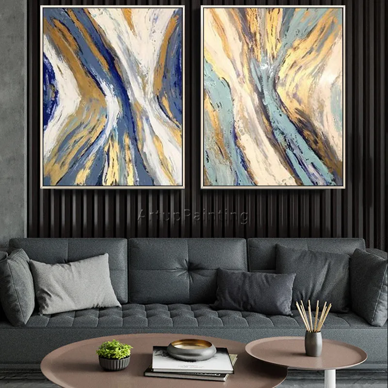 

Gold art modern abstract painting on canvas wall art pictures for living room thick texture quadro caudro decoracion wall decor