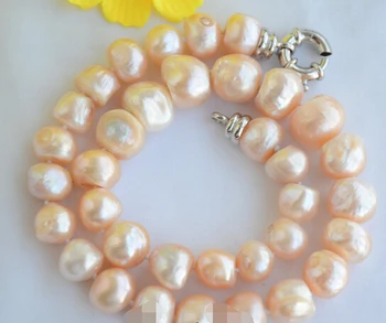 

wan 004619 12-15mm pink baroque freshwater cultured pearl necklace 17inch