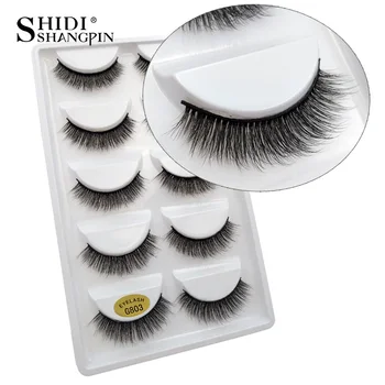 

SHIDISHANGPIN 5 pairs mink eyelashes natural long 3d false eyelashes 1 box eyelash extension 3d mink makeup false lashes G803