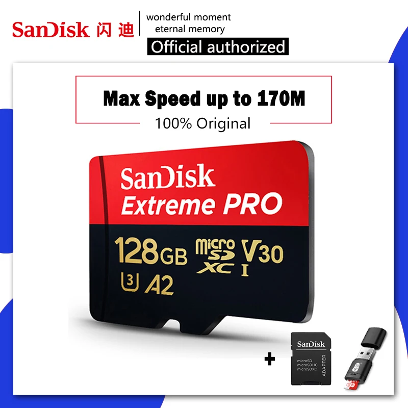 Карта памяти SanDisk Extreme Pro 32 64 128 ГБ U3 4K Micro SD карта 128 ГБ 32 ГБ 64 Гб 256 Гб 400 ГБ флеш-карта SD/TF MicroSD для телефона