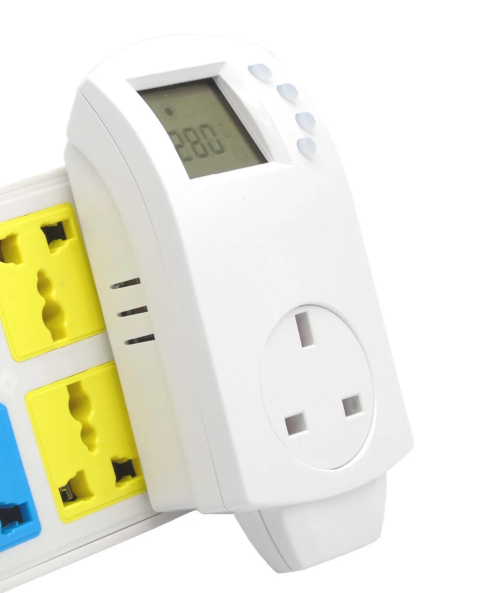 United Kingdom standard plug in thermostat switch with Temperature