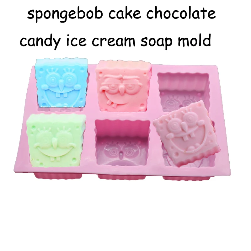 

Cartoon Spongebob 6 different Shape Handmade Silicone Mold Soap Chocolate Fondant Cake Decorating Tools Baking Decoration Mould