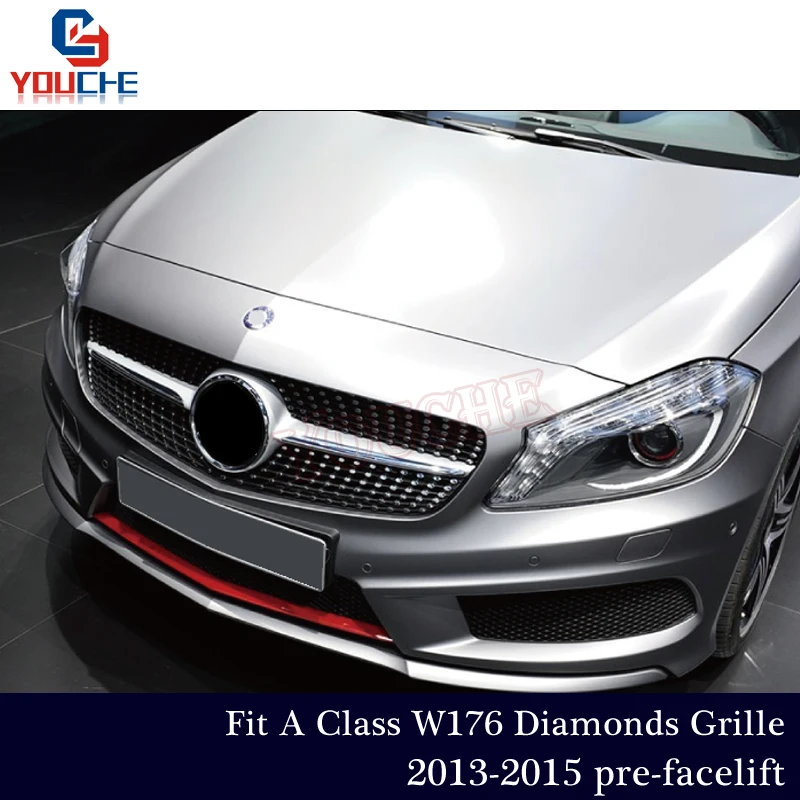 W176 Алмазная решетка для Mercedes A Class A180 A200 A250 A45 AMG 2013 2014 2015 пред лицевая передняя