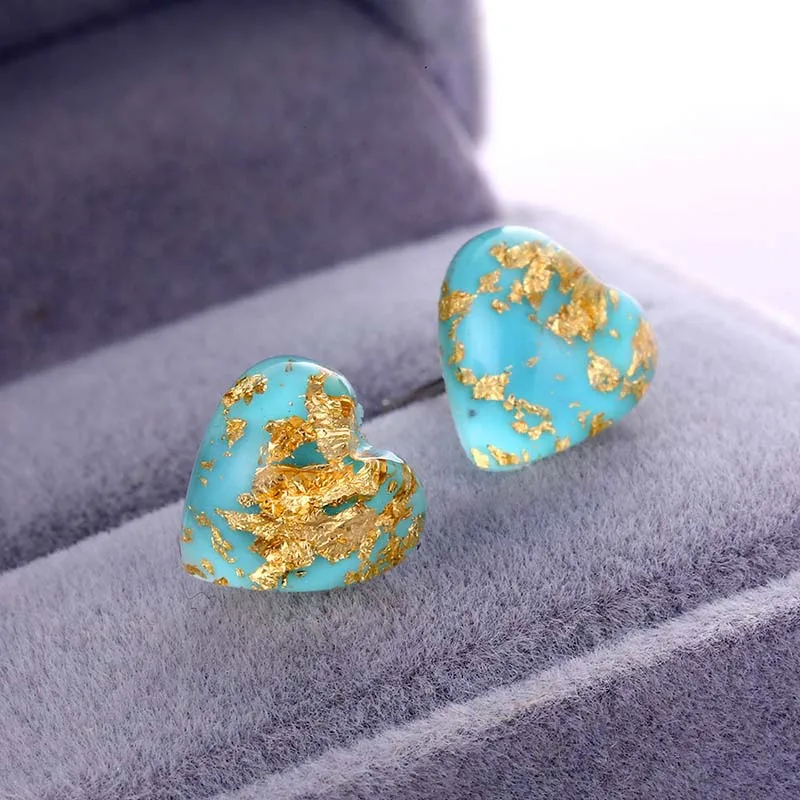 

Boho Fashion Cute Gold Foil Transparent Acrylic Earrings Geometric Resin Love Heart Earrings Temperament Earrings Bijoux Z3X791