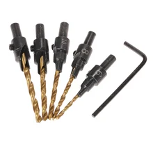 5pcs HSS Hex Shank For Woodworking Screw Carpentry Reamer Chamfer Milling Countersink Drill Cone Bit Set Quick Change 5pcs HSS Hex Shank For Woodworking Screw Carpentry Reamer Chamfer Milling Countersink Drill Cone Bit Set Quick Change