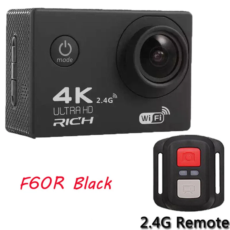 Богатая Экшн-камера F60/F60R Ultra HD 4 K/30fps WiFi 2," 170D go Helmet Cam pro Подводная Водонепроницаемая Спортивная камера