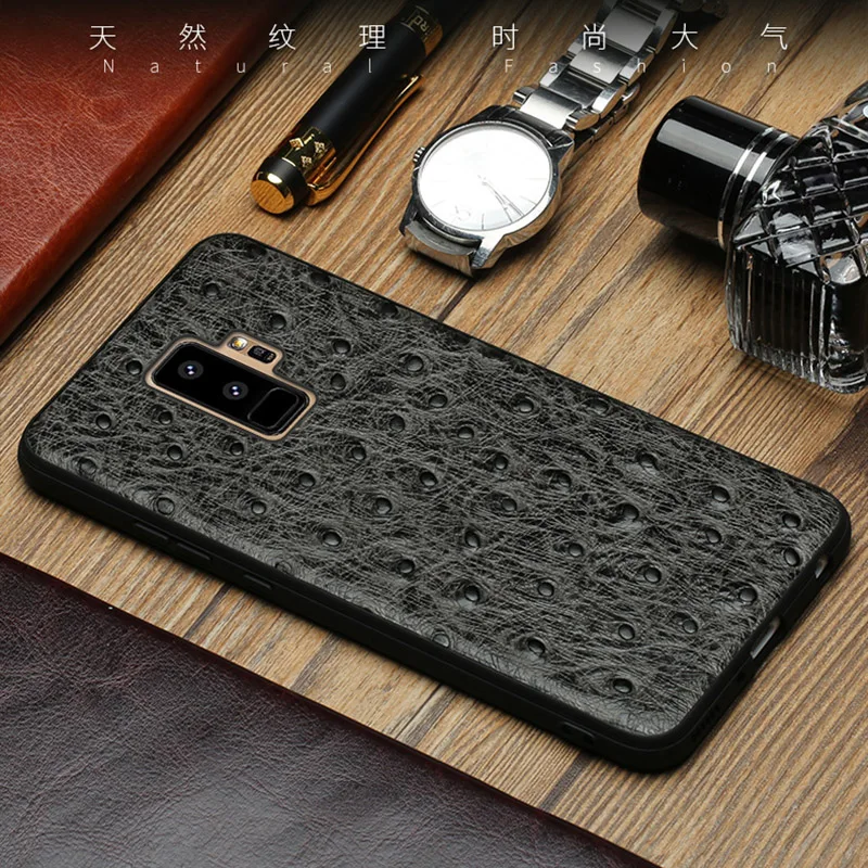 Чехол для телефона из натуральной кожи Samsung S10 S8 S9 Plus A70 чехол с текстурой страуса