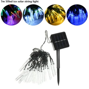 

7m 50led ice modeling Solar String Lights Outdoor Fairy Light String for Christmas Wedding Party Decoration with Solar Panel