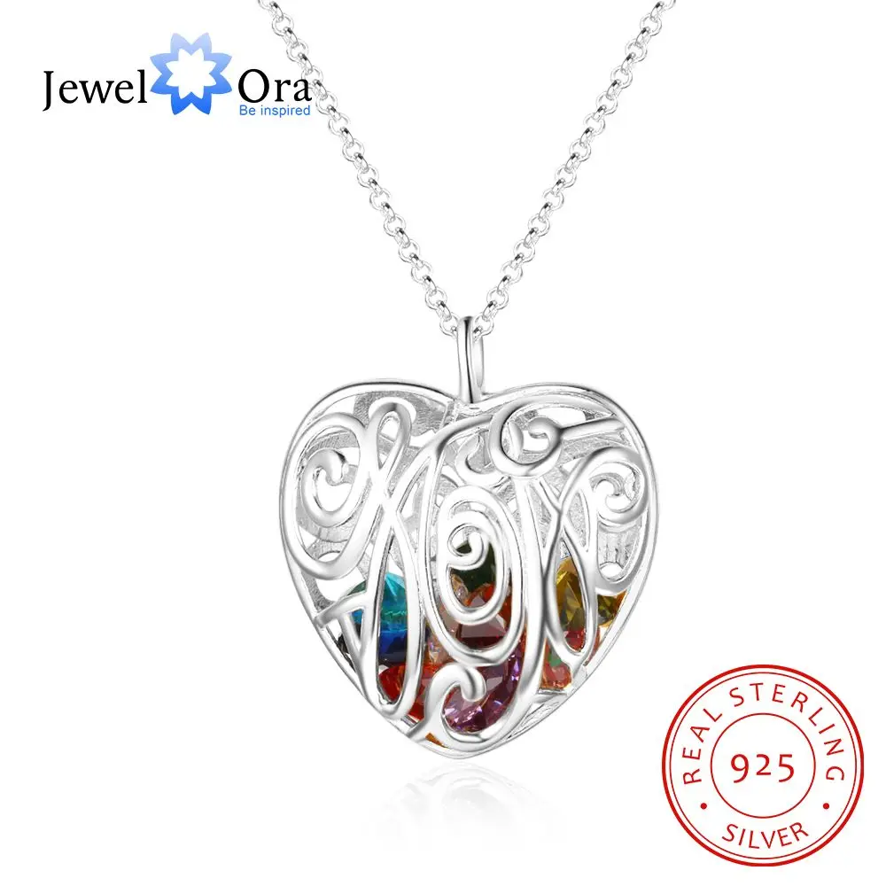 Personalized Gifts For Mom Heart Hollow Pattern With Birthstone 925 Sterling Silver Pendant Necklace Jewelry (JewelOra NE102669) Personalized Gifts For Mom Heart Hollow Pattern With Birthstone 925 Sterling Silver Pendant Necklace Jewelry (JewelOra NE102669)