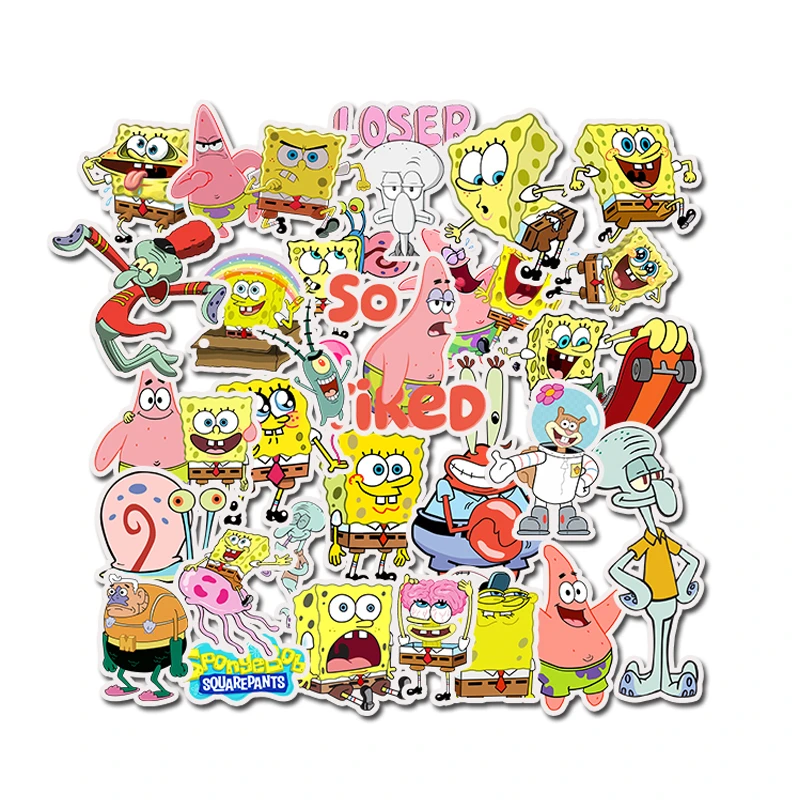 50Pcs/Pack SpongeBob Stickers Cartoon Graffiti Pegatinas For Motorcycle Notebook Laptop Luggage Bicycle Skateboard