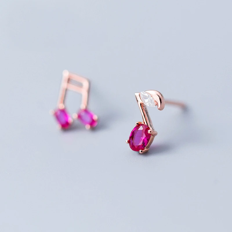 

MloveAcc 100% 925 Sterling Silver Earring Jewelry Fashion Crystal Music Note Stud Earrings Birthday Gift for Girl Kid Teens