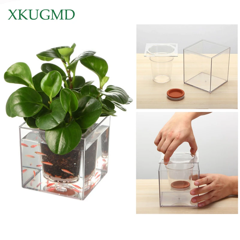 Trend zakdoek Milieuvriendelijk Creative Transparante Bloempot Automatische Wateropname Pot Automatische  Irrigatie Hydrocultuur Plastic Desktop Vierkante Aquarium|Bloempotten &  Bloembakken| - AliExpress