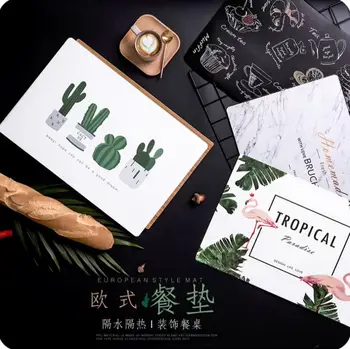 

Nordic Oilproof Table Mat Waterproof Rectangular Plate Pad 2 PCS/Lot Creative Heatproof Placemat For Dining Table
