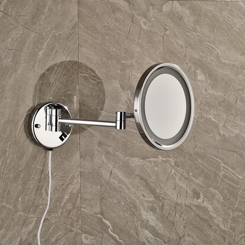 

Polished Chrome 8" Wall Mounted Round Magnifying Bathroom LED Mirror Makeup Mirror Lady's Cosmetic Mirrors