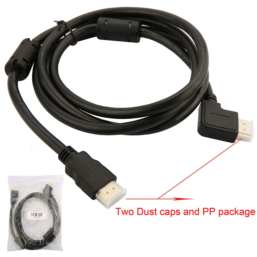 

High quality 90 Degree Right Angled V1.4 1.5M Gold Plated Connection HDMI Cable HDMI to HDMI Copper wire 1080P for LCD DVD HDTV