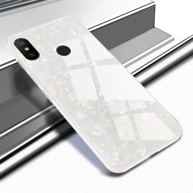 KXM1410W_1_JONSNOW Tempered Glass Phone Case For Xiaomi Redmi Note 6 Pro Glossy Hard Back Cover Soft Silicone Edge for Redmi Note 6