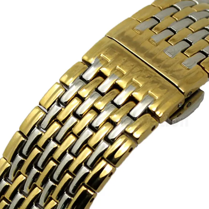 

Silver Golden Color 20mm Stainless Steel Band Watch Wrist Strap Bracelet Deployment Buckle With Push Button GD013220