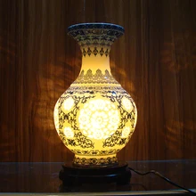 Винтаж китайский фарфор керамический светильник Настольный спальня гостиная Свадебные настольная лампа Цзиндэчжэнь