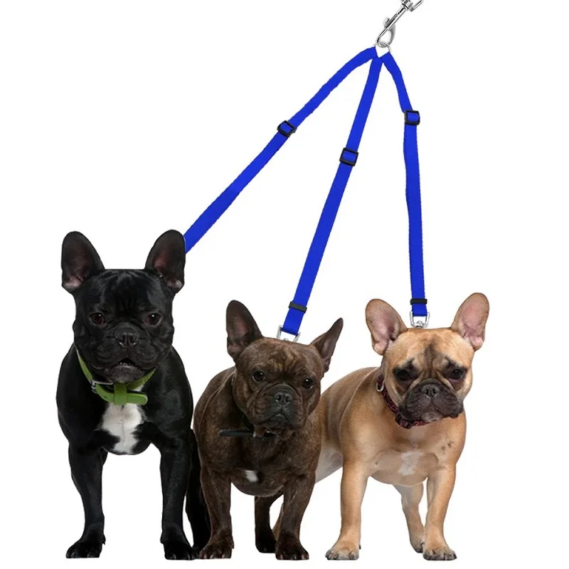 

Adjustable Nylon Bouble Pet Leash Rope 3 Way Dogs Walking Leash Coupler Multiple Pet Leads For Training Three Medium Dogs