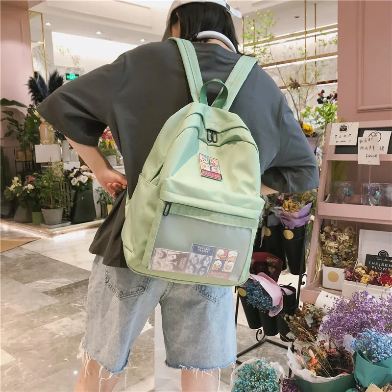Menghuo Cute Clear Transparent Women Backpacks PVC Student Schoolbags Fashion Teenage Girls Bags for School Backpack New Mochila