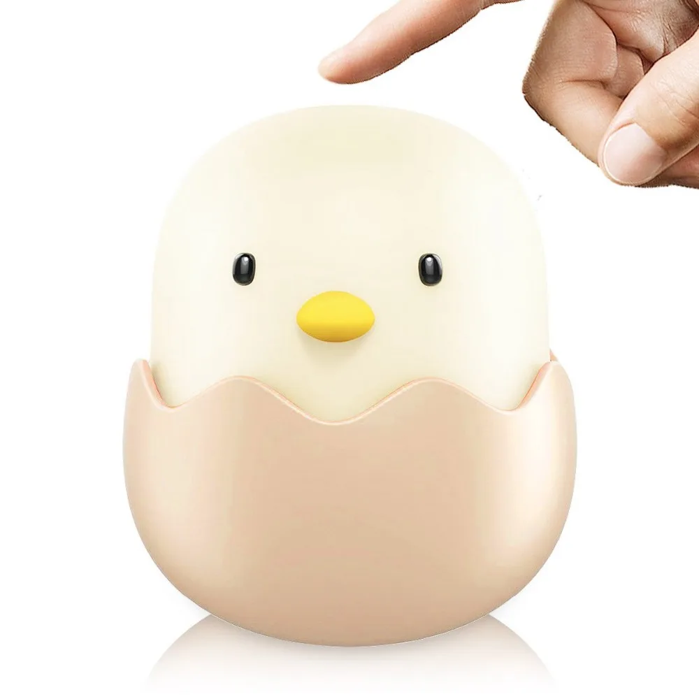 

LIGINWAAT Chicks With Sleeping Light Cartoon Silicone USB Charging Eggshell Chicken Emotional Light Tumbler Bedside Night Light
